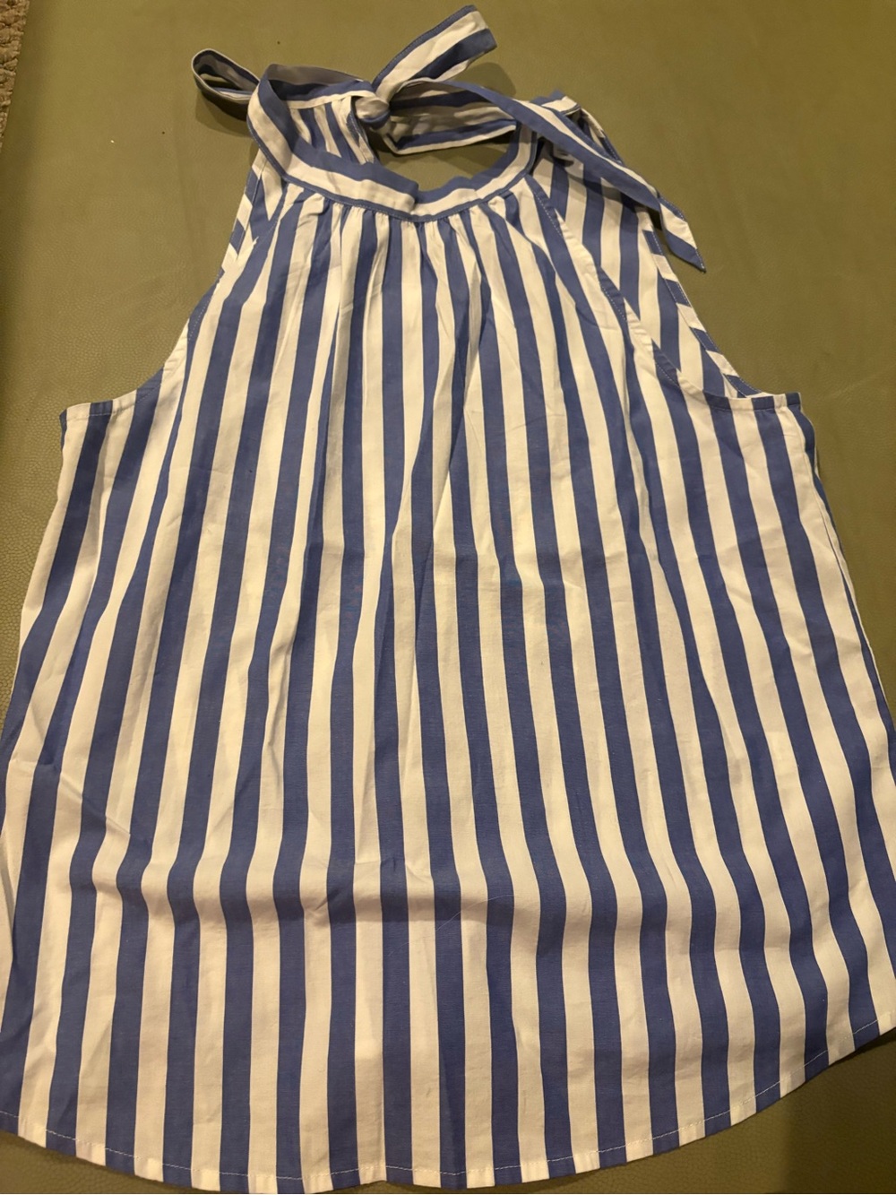 J Crew Factory Striped Blue and White Halter Neck Women's Top - Picture 2 of 2
